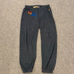 Aviator Nation Gray Joggers with Yellow Accent